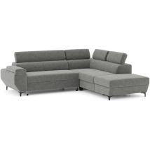 Canapé D'angle Gauche Convertible - 3 Places - Java - Tissu Anthracite - Tetieres Et Coffre - 262 X 235 X 96 Cm -