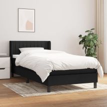 Sommier À Lattes De Lit Et Matelas Lit Simple Lit Adulte Noir 80x200 Cm Tissu