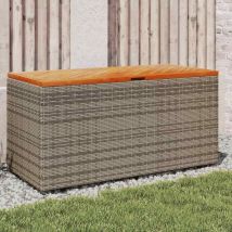 Boîte De Rangement De Jardin Gris Résine Tressée Bois D'acacia Vidaxl