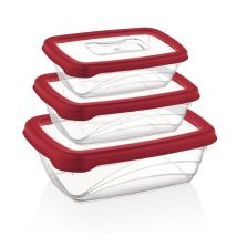 Ensemble De Boite De Conservation 3 Pièces Rouge Herzberg Hgl764-red
