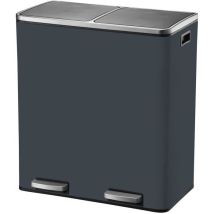 Poubelle De Cuisine A Pédale Tri Sélectif - Major - 60l (2x30l) - Acier Inox - Gris Mat