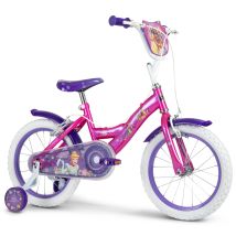 Vélo Enfant Disney - Princess - Roues 16" - Age 5 À 7 Ans - 2 Freins - Stabilisateurs - Rose - Produit Huffy