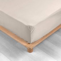 Drap-housse Percale Marron Clair 140 X 190 Cm Avec Bonnet 30 Cm