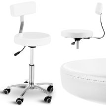 Tabouret Cosmétique Blanc Terni Avec Dossier Sur Roulettes Jusqu'à 150 Kg