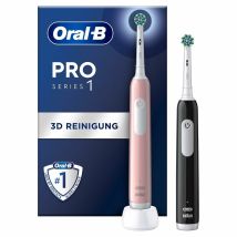Oral-b Pro Series 1 Lot De Deux, Brosses A Dents Électriques Rose Et Noire, 2 Brossettes, Conçue Par Braun