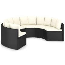 Salon De Jardin 6 Pcs Avec Coussins Résine Tressée Noir 56