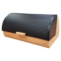 Boîte À Pain En Bois De Bambou Couvercle Coulissant, Bread Box Conserver Painen Briebe Bb1162 Noir
