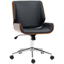 Chaise De Bureau Manager Design Vintage Bois Pu Tissu Noir