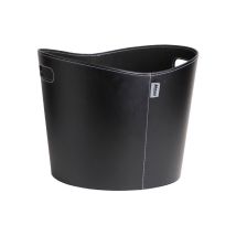 Panier Bûches Aduro Proline Simili Cuir Noir Avec Poignées Ø39 X 31 Cm