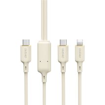 Câble 2 En 1 Renforcé Sr Usb-c - Usb-c / Lightning 100 W 1,2 M Beige