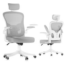 Chaise De Bureau Ergonomique Avec Support Lombaire, Accoudoirs Et Appuie-tête Réglables - Gris