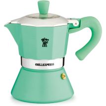 Cafetière Italienne Bellexpress Aluminium Turquoise 19 X 11.5 X H19 Cm Pezzetti