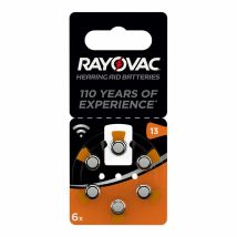 Piles Bouton Au Lithium Rayovac Compatibilité Avec Aides Auditives Za13 1,45 V (6 Unités)