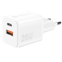 Chargeur Secteur Gan Iii 20w Avec Ports Usb-c + Usb Format Mini Blanc Forcell