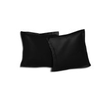 Lot De 2 Taies D'oreillers 100% Coton 63x63 Cm - Noir