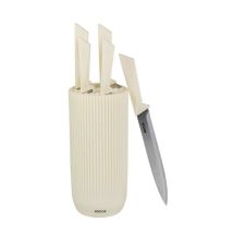 Set De 5 Couteaux - Jocca - Bloc En Polypropylene - Beige