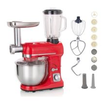 Robot Multifonctions Robby 5L 1000w Rouge + Hachoir et Blender 1,5L en Verre