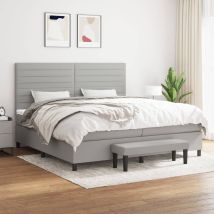 Sommier À Lattes De Lit Avec Matelas Lit Double Lit Adulte Gris Clair 200x200cm Tissu