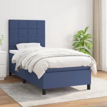 Sommier À Lattes De Lit Avec Matelas Bleu 90x190 Cm Tissu Vidaxl
