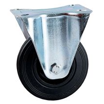 Roulette D125mm Caoutchouc Noir Platine Fixe Avl 508823o