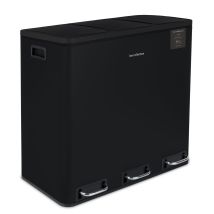 Poubelle De Tri À Pédale 3 X 18 L, Black Edition - N°988