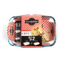 Ensemble De Plats De Cuisson Au Four Ô Cuisine 334sa05 Transparent Verre (2 Pcs)