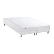 Ensemble Matelas Mousse Ferme Sommier Blanc 160x200