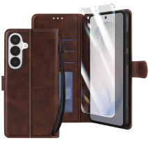 Étui Portefeuille Pour Galaxy S26 Avec Verre Trempé Et Dragonne Marron Enkay