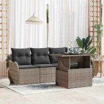 Ensemble De Canapé De Jardin Avec Coussin 5 Pcs Gris Poly Rotin Vidaxl