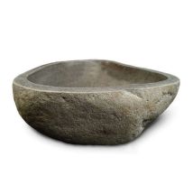 Vasque Salle De Bain En Pierre De Rivière Galéo - Vasque À Poser L 50-58 X L 35-45 X H 15 Cm - Pierre Naturelle
