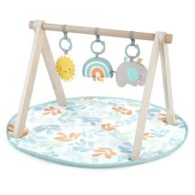 Tapis D'éveil Sun Valley, Arche De Jeu En Bois - 3 Jouets Amovibles - Pliable