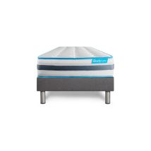 Ensemble 90x190 Matelas Bodyflex Ressorts Ensachés Et Mémoire De Forme + Sommier Kit Gris