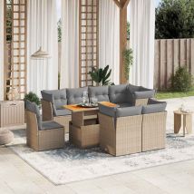 Salon De Jardin Avec Coussins 9 Pcs Beige Résine Tressée Vidaxl