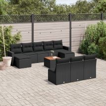 Salon De Jardin 11 Pcs Avec Coussins Noir Résine Tressée Vidaxl