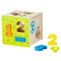 Jouet Éducatif En Bois - Cube Avec Chiffres À Encastrer