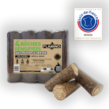 Bûche de Bois Densifiée X4 Haut Pouvoir Calorifique FLAMINO