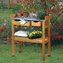 Table De Plantation En Bois Avec 3 Tiroirs Marron Dobar