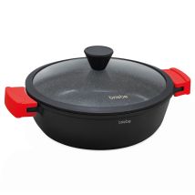 Casserole Basse Induction Antiadhésif Titane 32cm, Fonte D'aluminium Sans Pfoa Briebe Black Titanium Noir