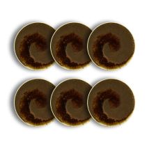 Lot De 6 Assiettes À Dessert Texturées 21cm Porcelaine Marron Saturne - Ogo Living