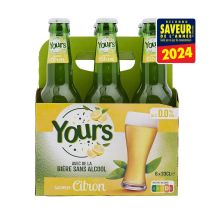 Yours - Bière Saveur Citron Sans Alcool 0,0% Yours - 6x33cl