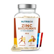 Zinc Bisglycinate et Liposomé + Sélénium Bio-actif - Immunité Et Peau - 60 Gélules Haute Absorption Nutri&Co