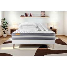 Pack Matelas + Sommier 140x190 Memo Plus Mémoire De Forme 3 Zones + 2 Oreillers + Couette