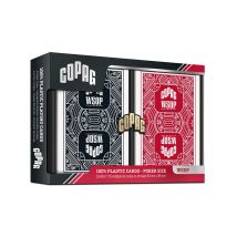 Coffret Cartes Poker World Series Of Poker 100% Plastique Rouge Et Noir 63 X 88 Mm Copag