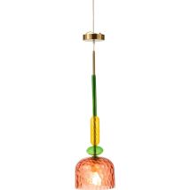 Suspension Design Verre Coloré Rouge Et Jaune Ambiance Moderne