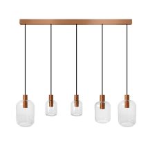 Lustre Métal H100cm Cuivre;abat-jour: Bleu