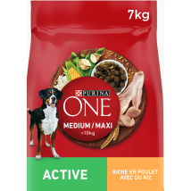 Purina One - Croquettes Pour Chien Adulte Medium Maxi +10kg Actif Poulet Riz Active Purina One - Le Paquet De 7kg