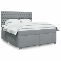 Sommier À Lattes De Lit Avec Matelas Lit Double Lit Adulte Gris Clair 180x200cm Tissu
