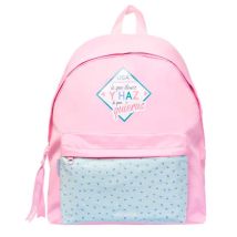 Sac À Dos Scolaire En Polyester Collection Pastel 2 Compartiment Léger Rose Amelie