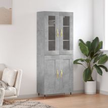 Buffet Haut Gris Béton 69,5x34x180 Cm Bois D'ingénierie Vidaxl