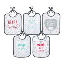 Set De 5 Bavoirs Naissance Famille